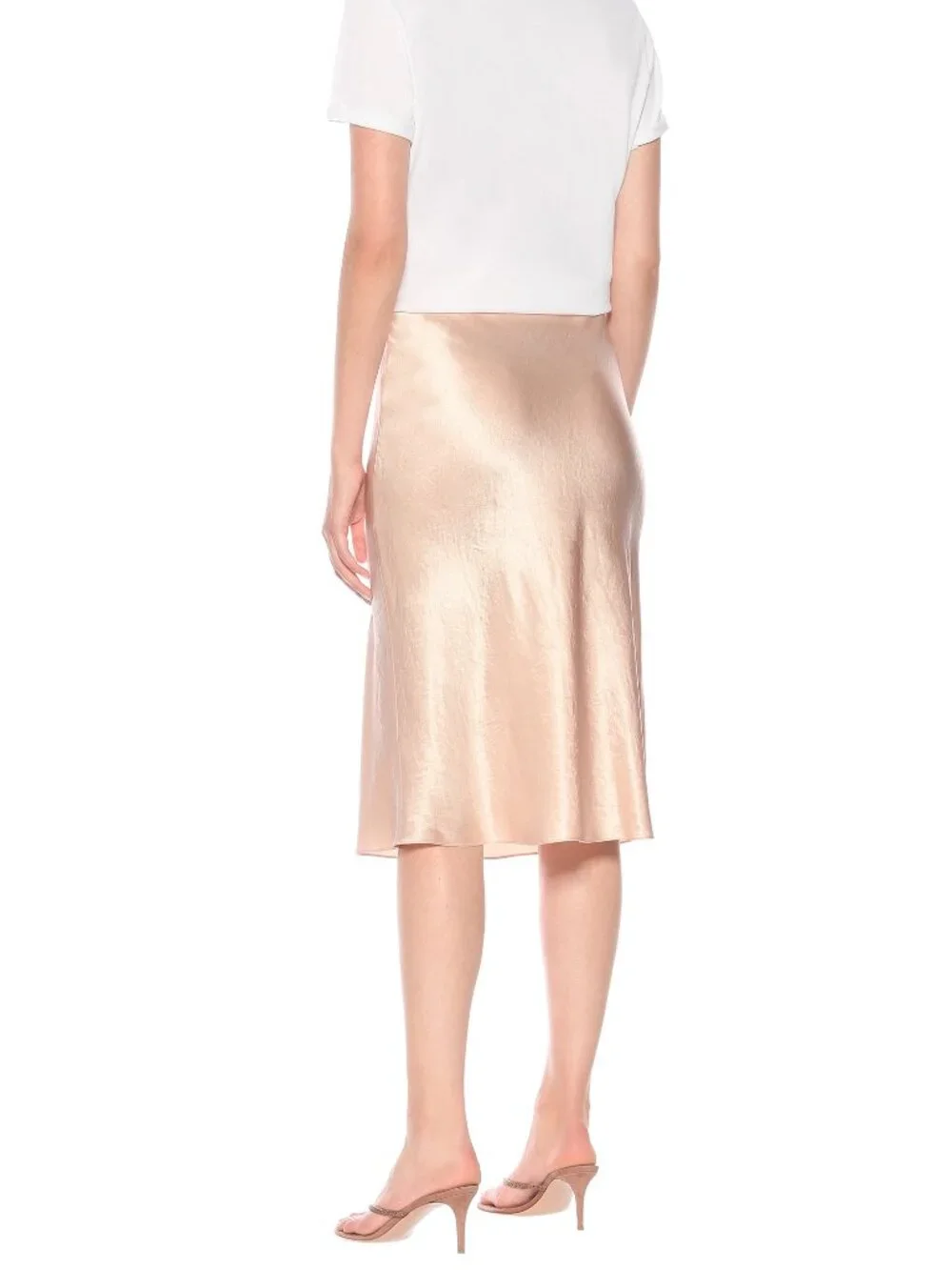 NWT Vince Satin Midi Slip Skirt in Lychee Size S $265 See Matching Flats! - Picture 8 of 15